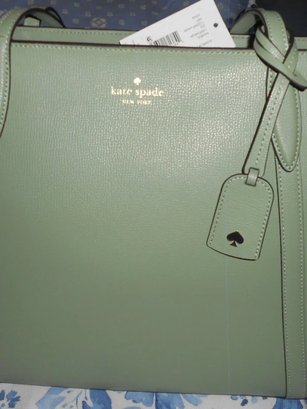 NWT Kate Spade Balsam Green Leather Large Tote Very Elegant